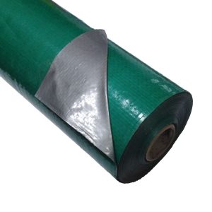 Полотно тарпаулиновое 180 гр/м2, размер 2x100м зеленый/серебро